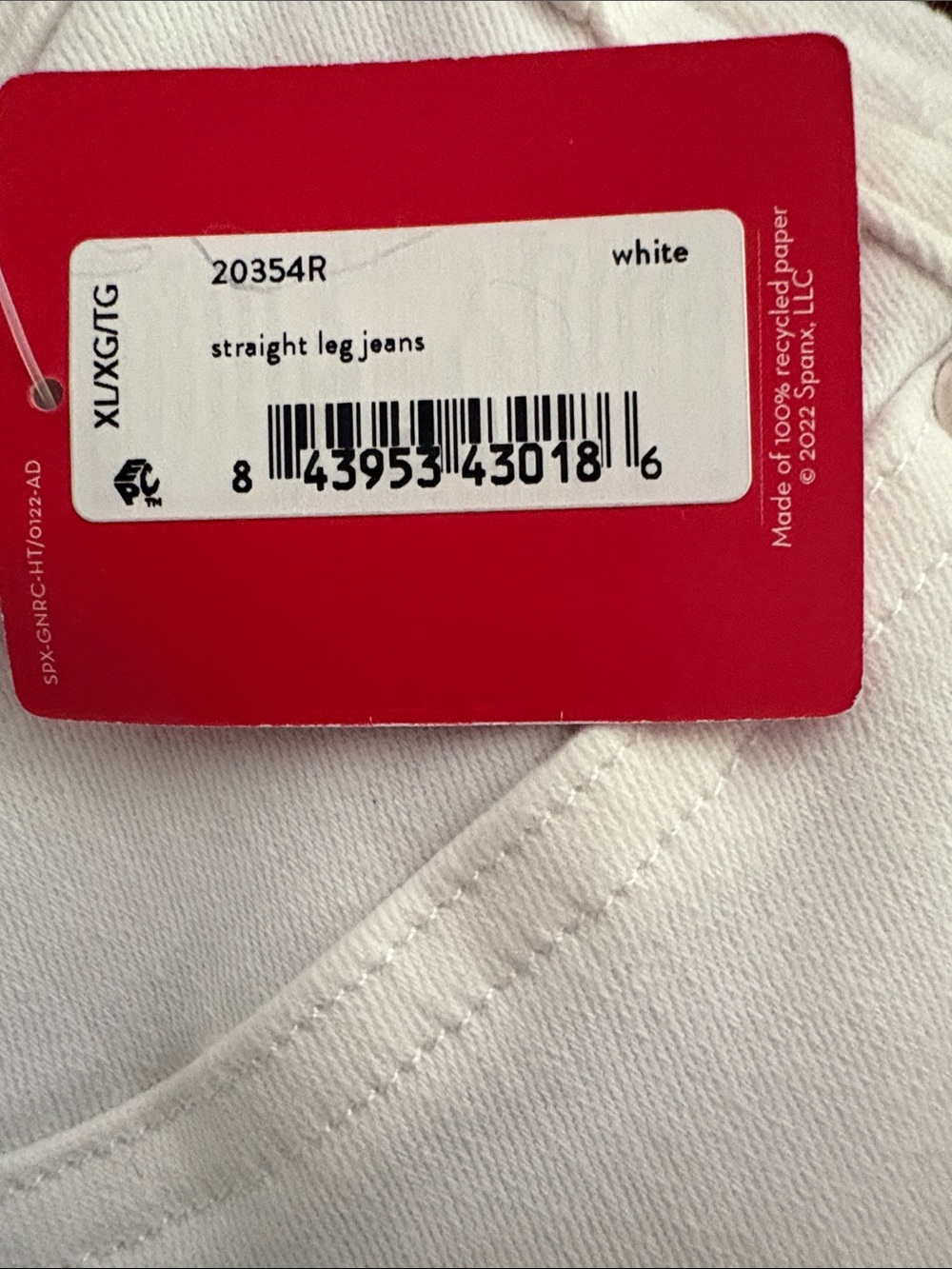 Spanx NWT White Straight Leg Jeans Pull On Stretchy Sz.XL - Picture 4 of 10